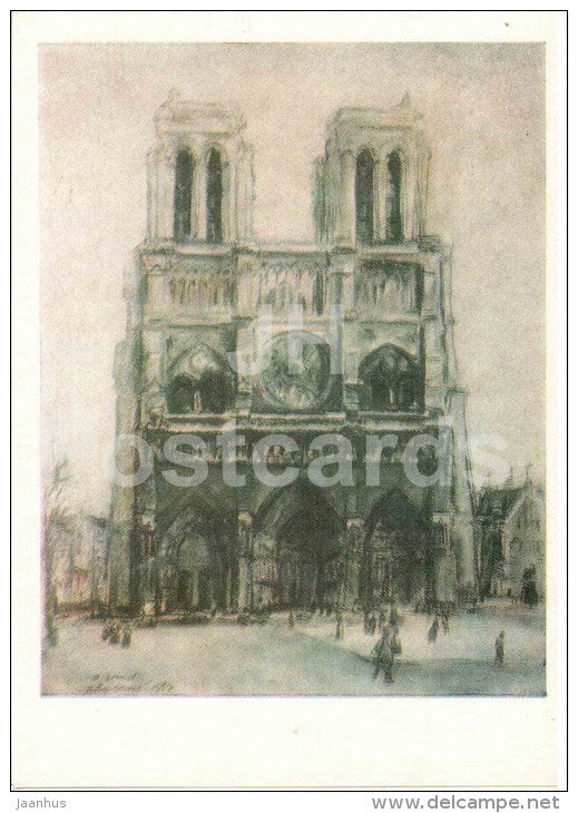 painting by A. Johani - Notre Dame de Paris , 1937 - Paris motives - estonian art - unused - JH Postcards