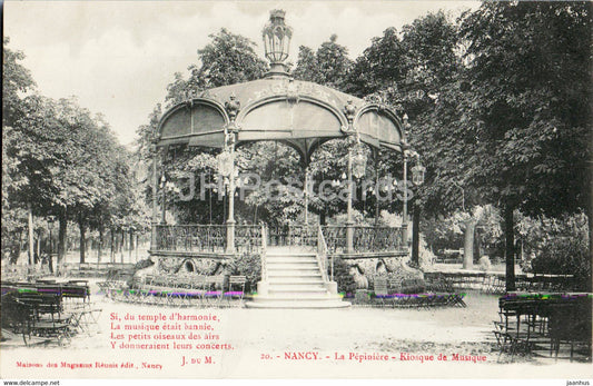 Nancy - La Pepiniere - Kiosque de Musique - 20 - old postcard - France - unused - JH Postcards