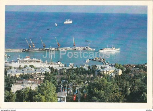 Yalta - panorama of the sea port - Crimea - 1981 - Ukraine USSR - unused - JH Postcards