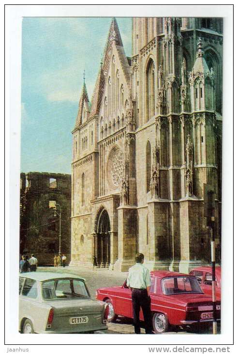 Matthias church - cars - Budapest - 1973 - Hungary - unused - JH Postcards