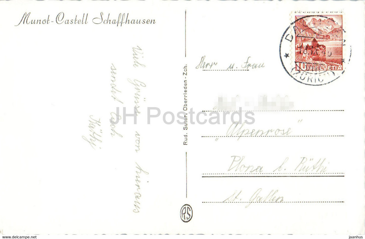 Munot Castell - Schaffhouse - 4133 - 1946 - carte postale ancienne - Suisse - utilisé