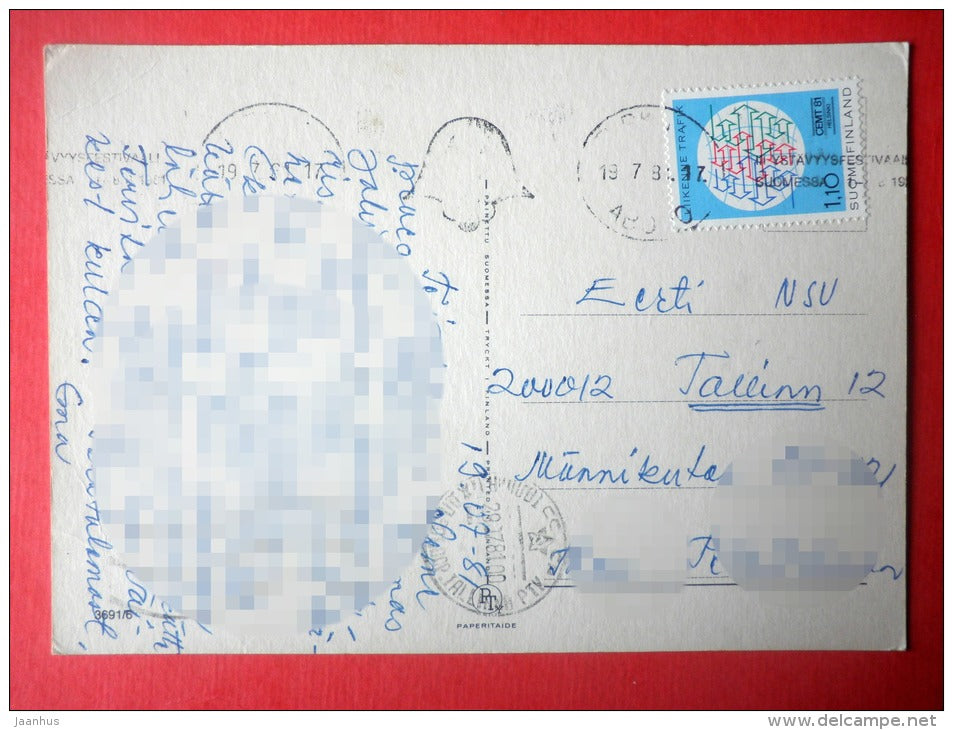 illustration by Sarah Kay - girl in the hat - 3691/6 - Finland - sent from Finland Turku to Estonia USSR 1981 - JH Postcards