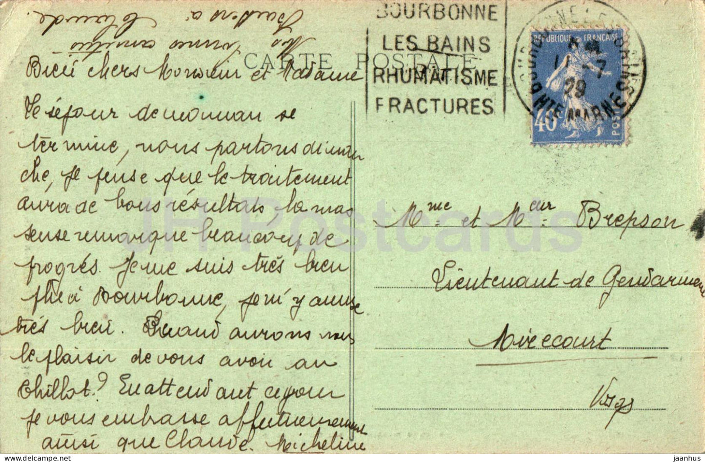 Bourbonne les Bains - Le Donjon du Château - château - 25 - carte postale ancienne - 1929 - France - occasion 