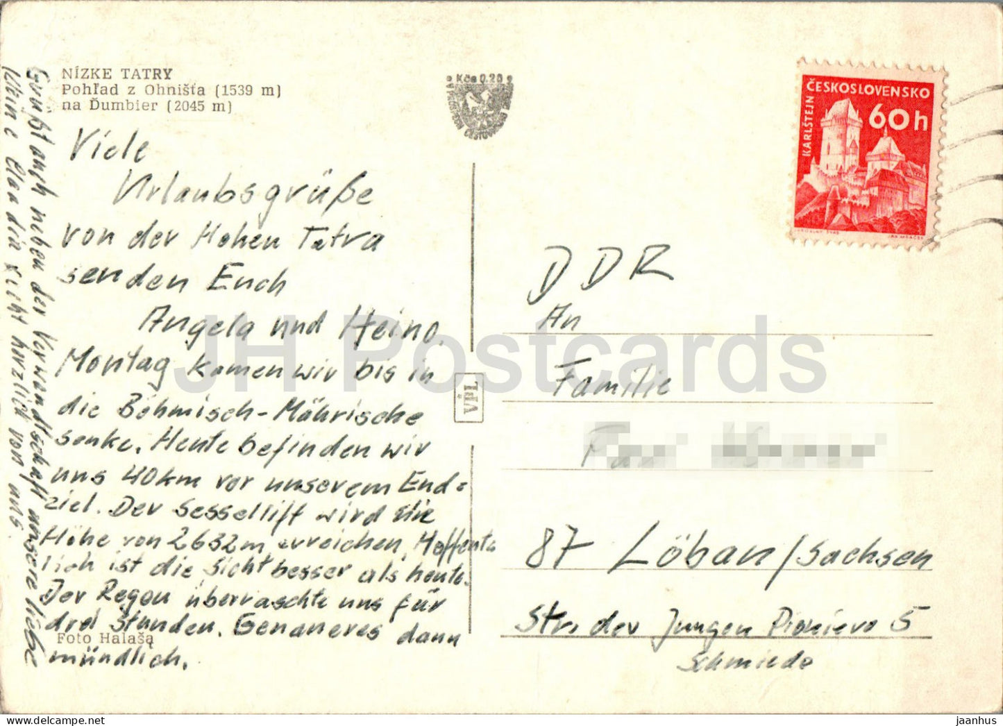 Nizke Tatry - Pohlad z Ohnista 1539 m - Dumbier 2045 m - Low Tatras - Slovakia - Czechoslovakia - used