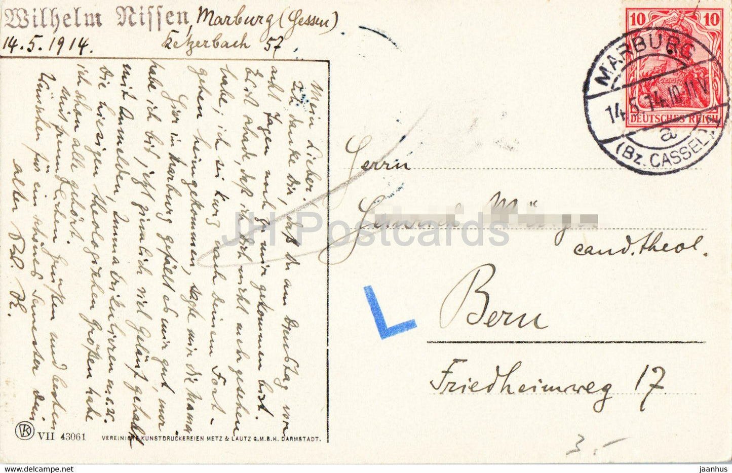 Marburg - St. Elisabethenkirche - Kirche - 43061 - alte Postkarte - 1914 - Deutschland - gebraucht