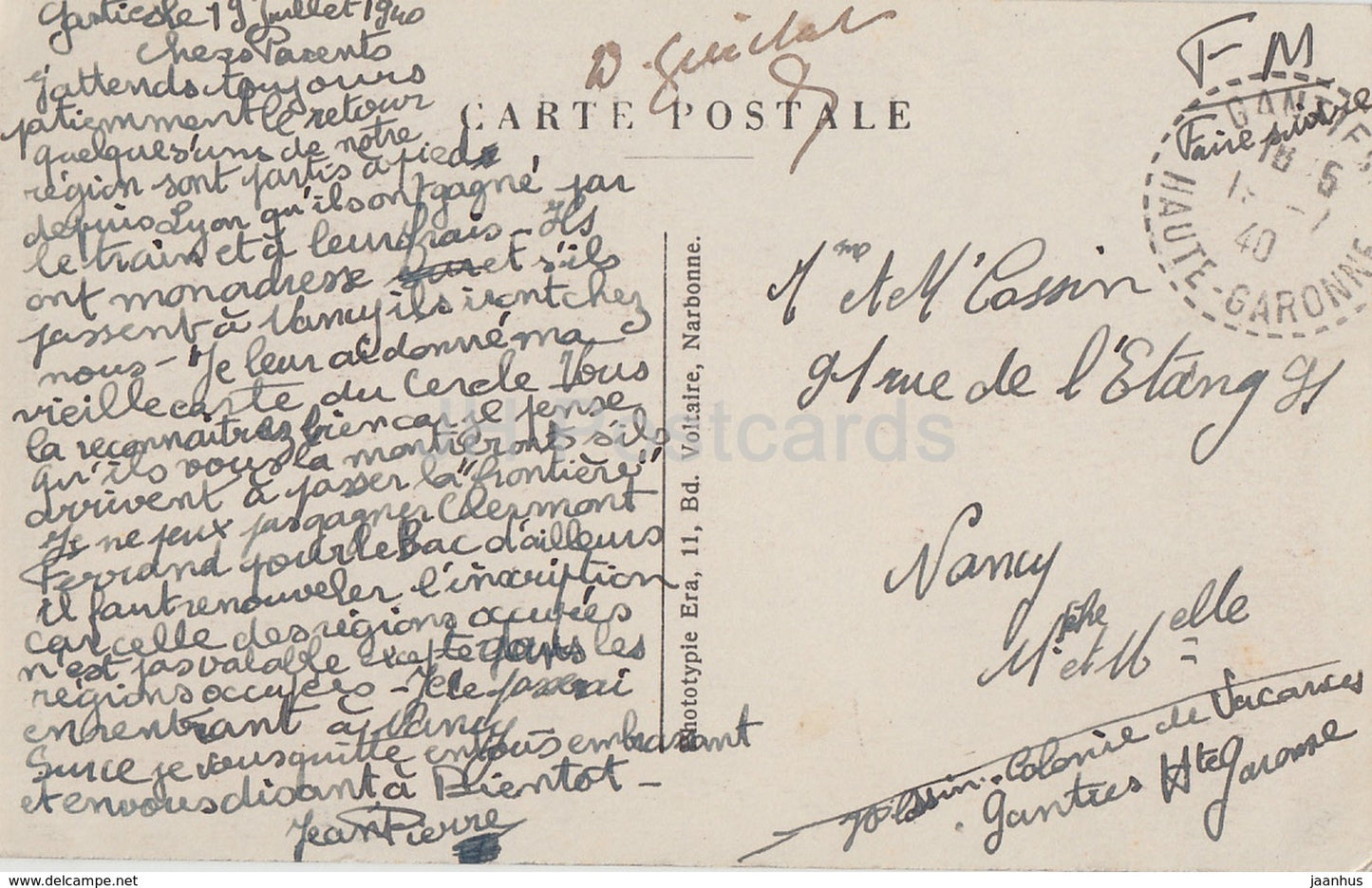 Ganties - L'Eglise et le Monument aux Morts - church - 13 - old postcard - 1940 - France - used