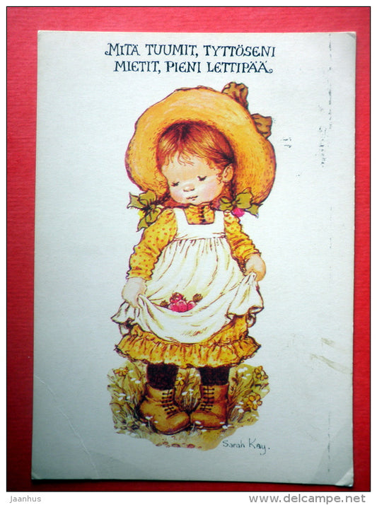 illustration by Sarah Kay - girl in the hat - 3691/6 - Finland - sent from Finland Turku to Estonia USSR 1981 - JH Postcards