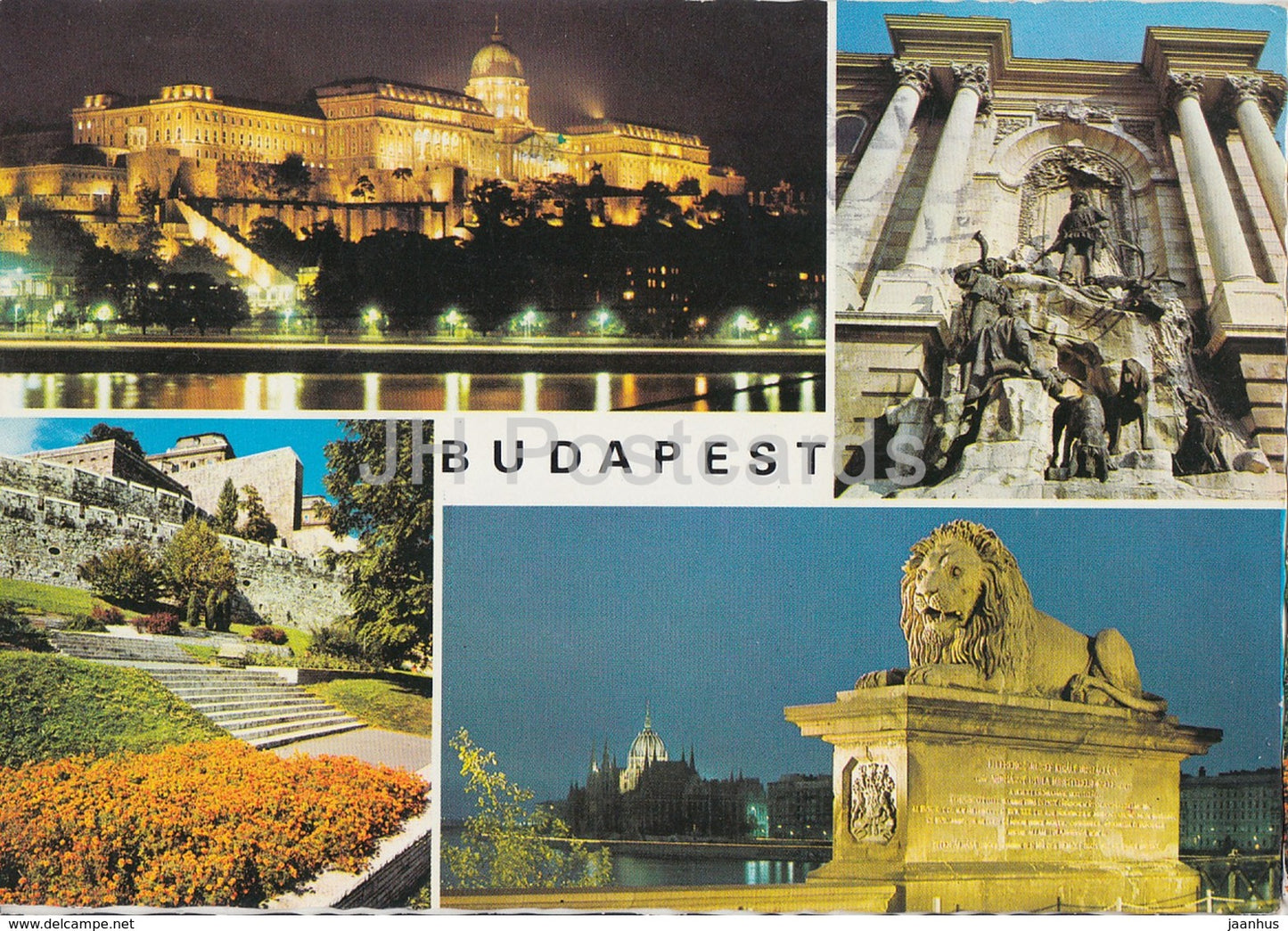 Budapest - Castle Hill - lion - sculpture - multiview - 1978 - Hungary - used - JH Postcards