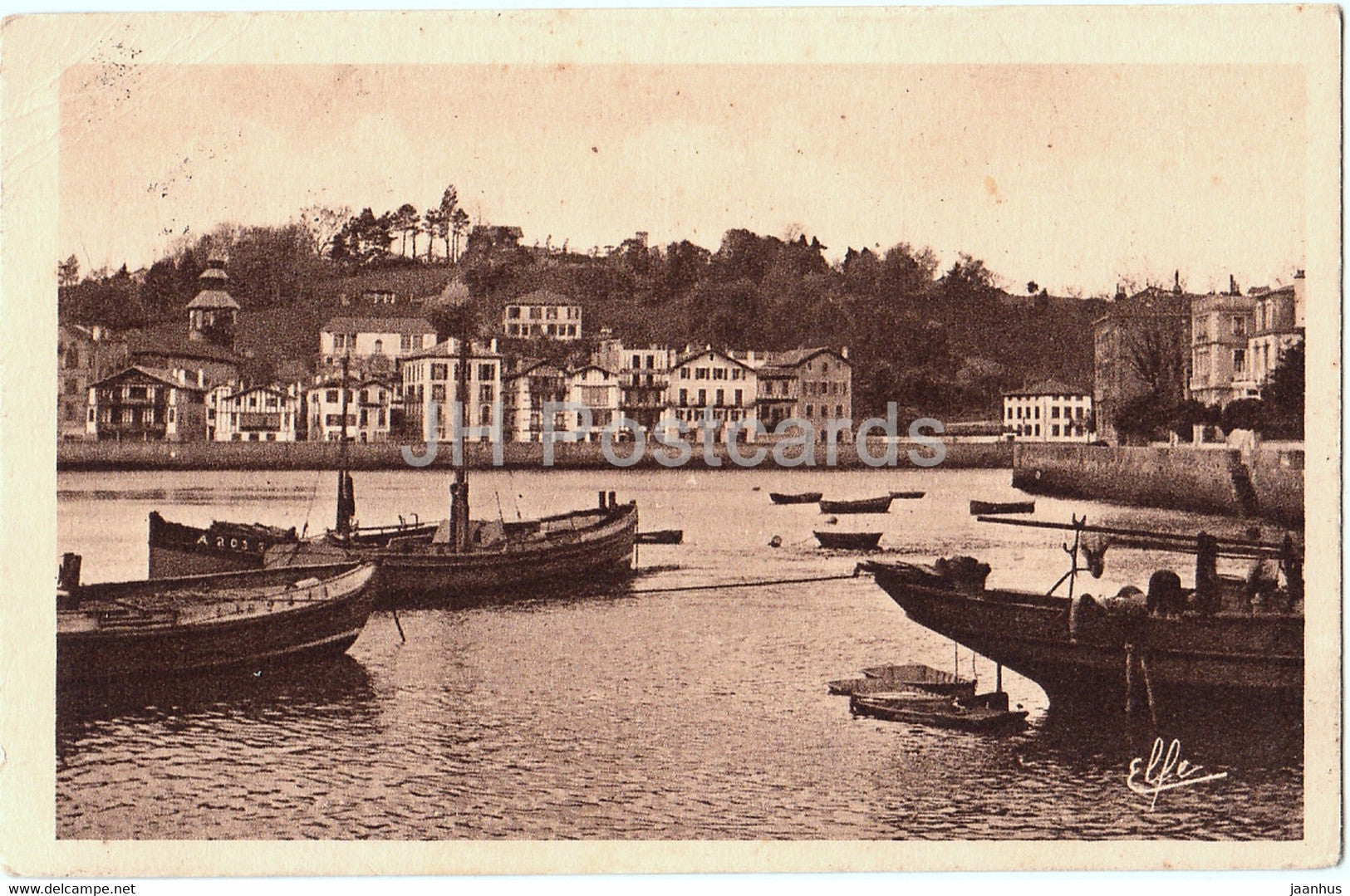 Saint Jean de Luz - Vue Generale de Ciboure - boat - ship - 1427 - old postcard - 1938 - France - used - JH Postcards