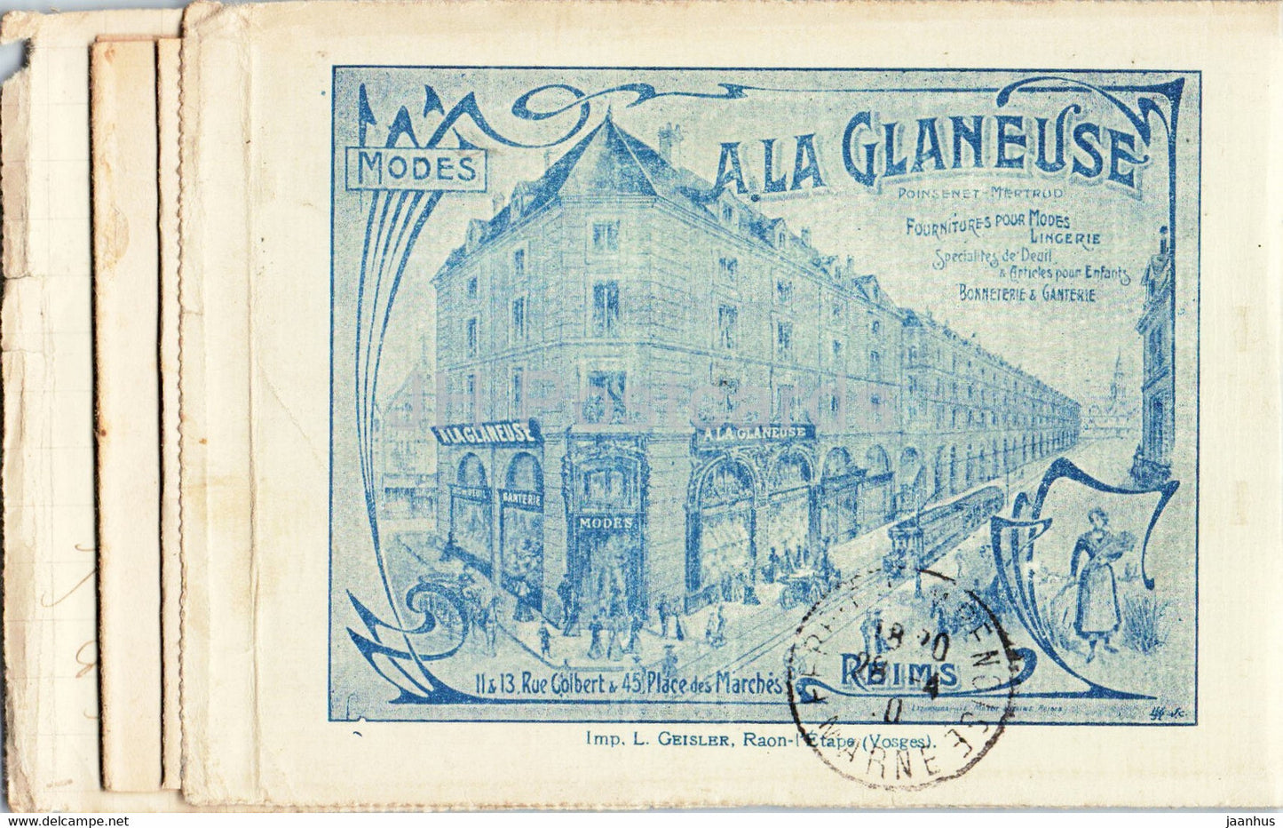 Reims - Place des Marches - Modes A la Glaneuse -  old postcard - 1910 - France - used - JH Postcards