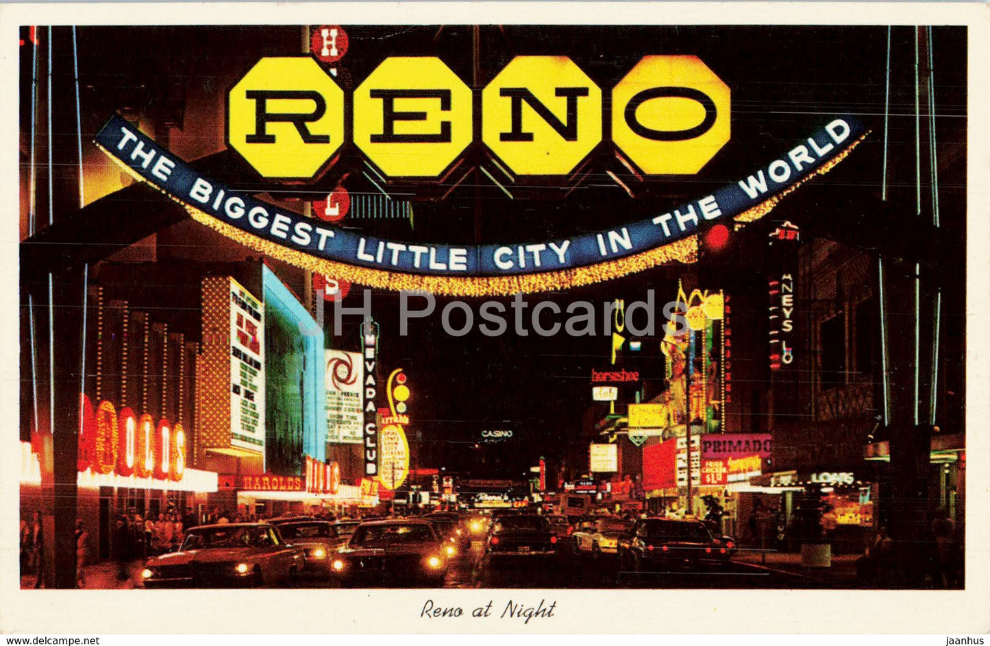 Reno at Night from the Famous Arch looking down Virginia street - USA - unused - JH Postcards