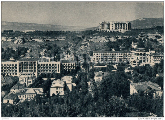 view at the city from Serykh Kamney - Kislovodsk - Caucasian Mineral Waters - 1956 - Russia USSR - unused - JH Postcards