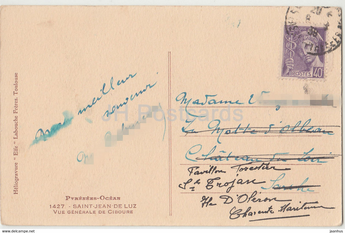 Saint Jean de Luz - Vue Generale de Ciboure - Boot - Schiff - 1427 - alte Postkarte - 1938 - Frankreich - gebraucht