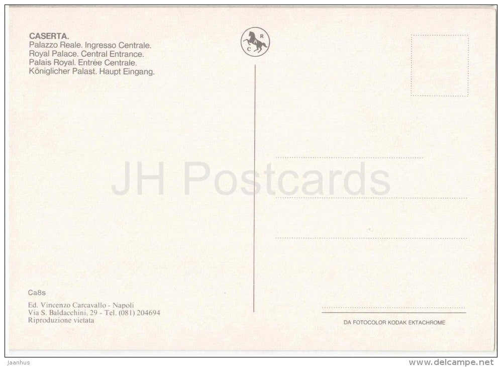 Palazzo Reale , Ingresso Centrale - Royal Palace - Caserta - Campania - Ca8s - Italia - Italy - unused - JH Postcards