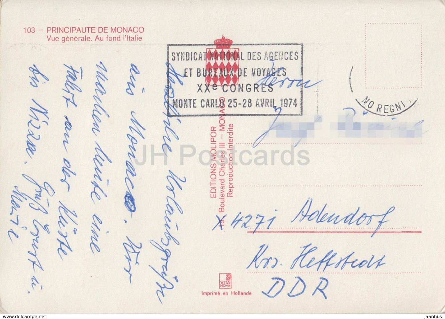 Monaco - Vue Générale - Au Fond l'Italie - 103 - 1974 - Monaco - occasion