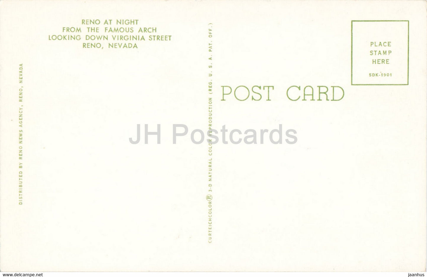 Reno at Night from the Famous Arch looking down Virginia street - USA - unused