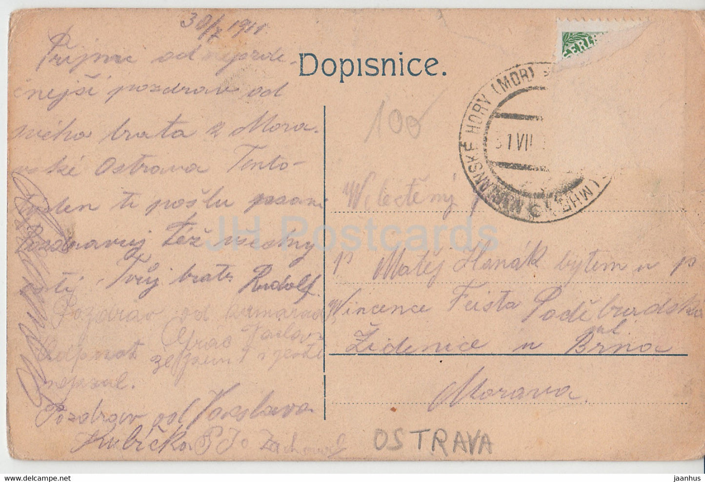 Delincky Pevecko Dramaticky Krouzek Solidarita v Mor Ostrave - old postcard - 1911 - Czech Republic - used
