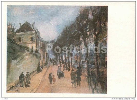 painting by A. Johani - Boulevard in Paris , 1937 - Paris motives - estonian art - unused - JH Postcards