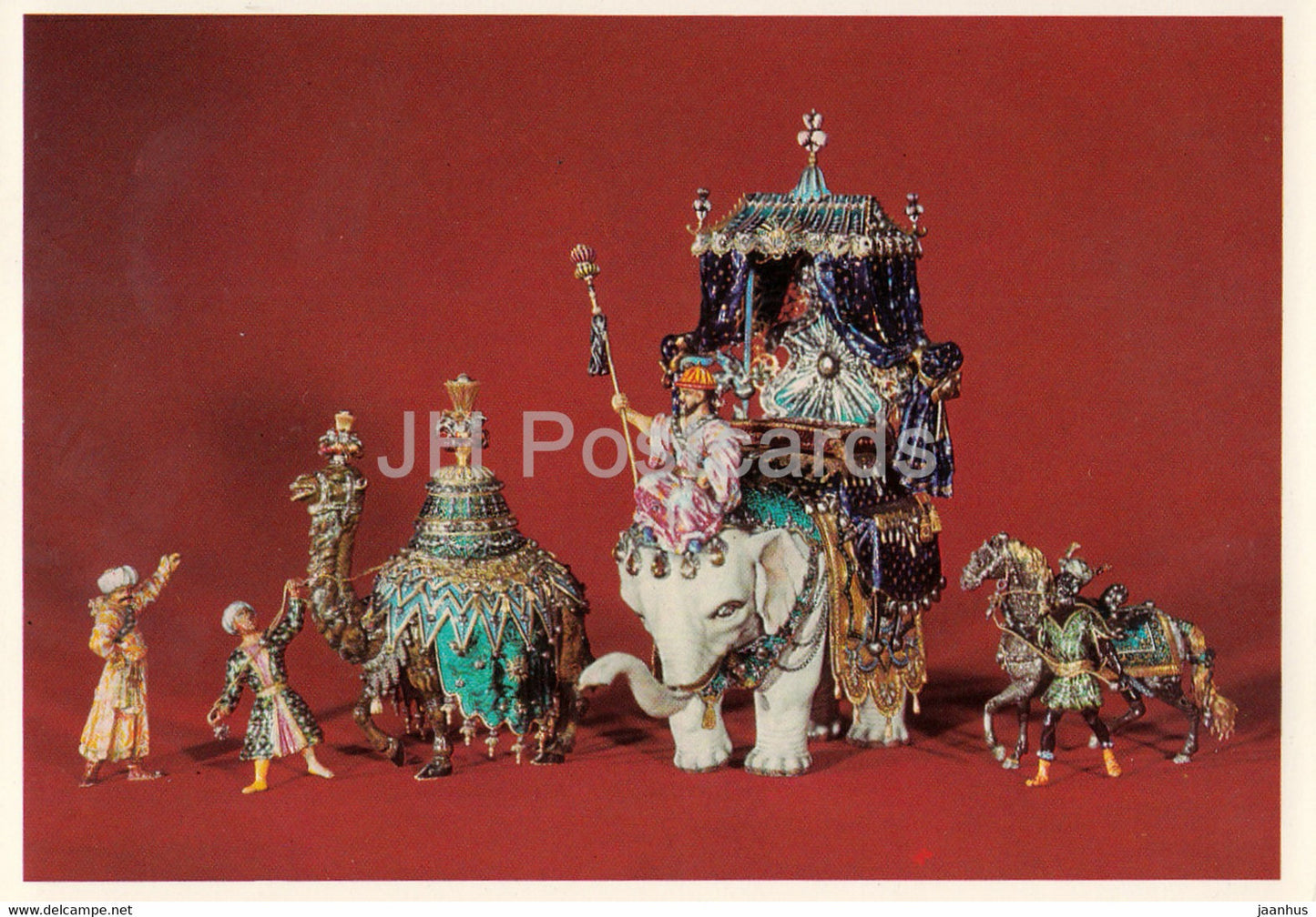 Gruppe aus dem Hofstaat des Grossmoguls - 1 - elephant - Grunes Gewolbe - DDR Germany - unused - JH Postcards