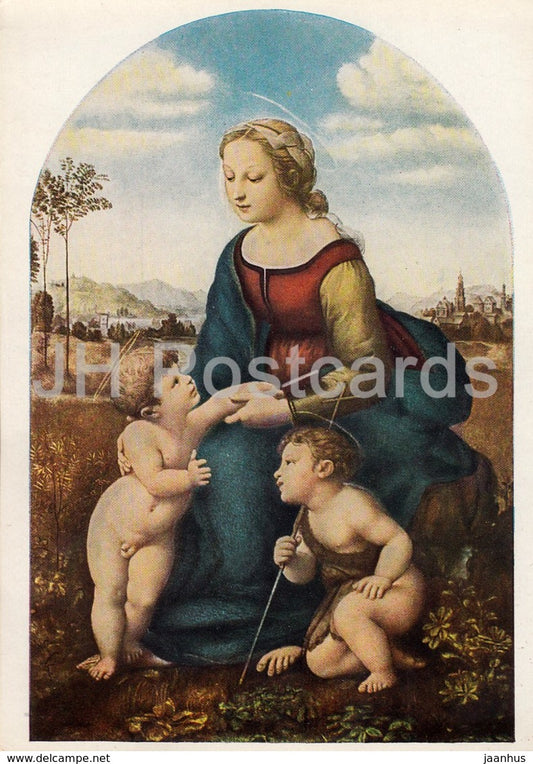 painting by Raphael Santi - Beautiful Gardener - child - Italian art - Germany DDR - unused - JH Postcards