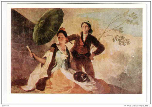 painting by Francisco Goya - Umbrella , 1777 - spanish art - unused - JH Postcards