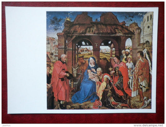painting by Rogier van der Weyden - Adoration of the Magi - italian art - unused - JH Postcards