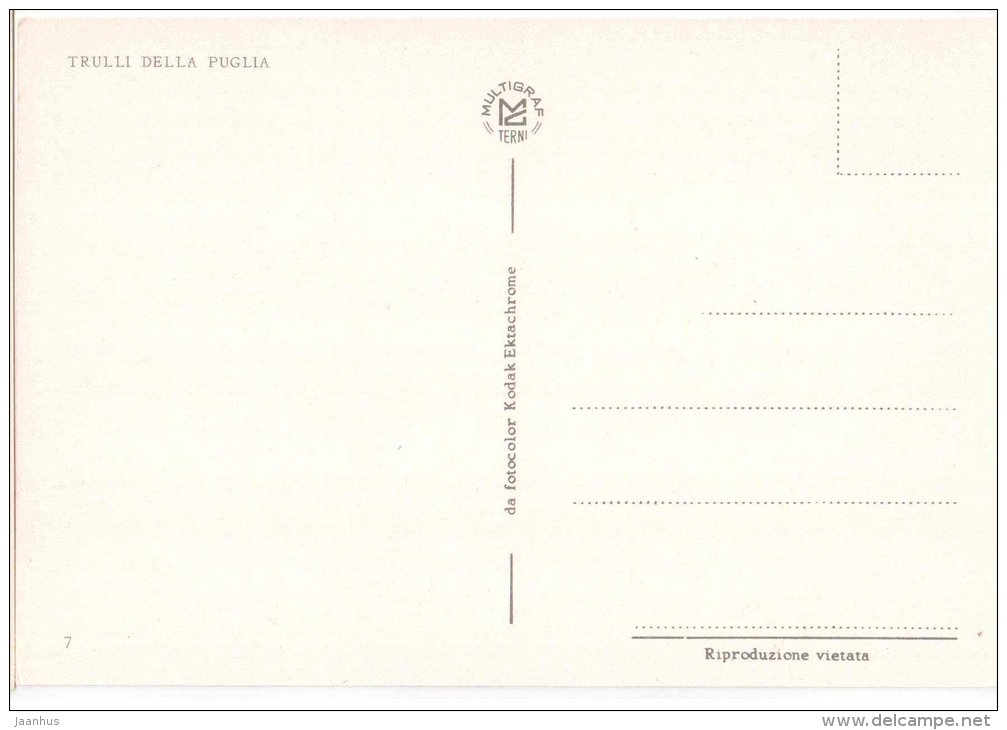 Trulli della Puglia - Bari - Puglia - 7 - Italia - Italy - unused - JH Postcards