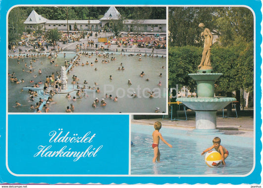 Harkany - pool - sculpture - multiview - 1990 - Hungary - used - JH Postcards
