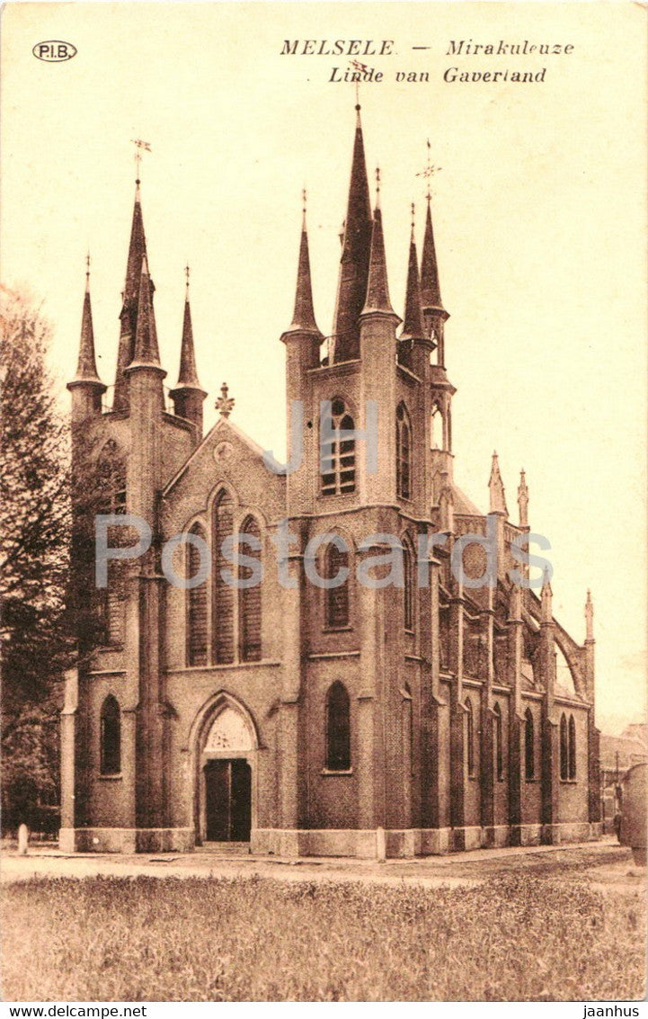 Melsele - Mirakuleuze - Linde van Gaverland - church - old postcard - Belgium - used - JH Postcards