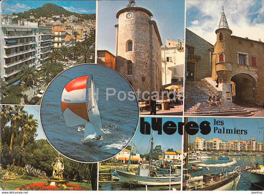 Hyeres Les Palmiers - Côte d'Azur - sailing boat - multiview - France - 1979 - used - JH Postcards