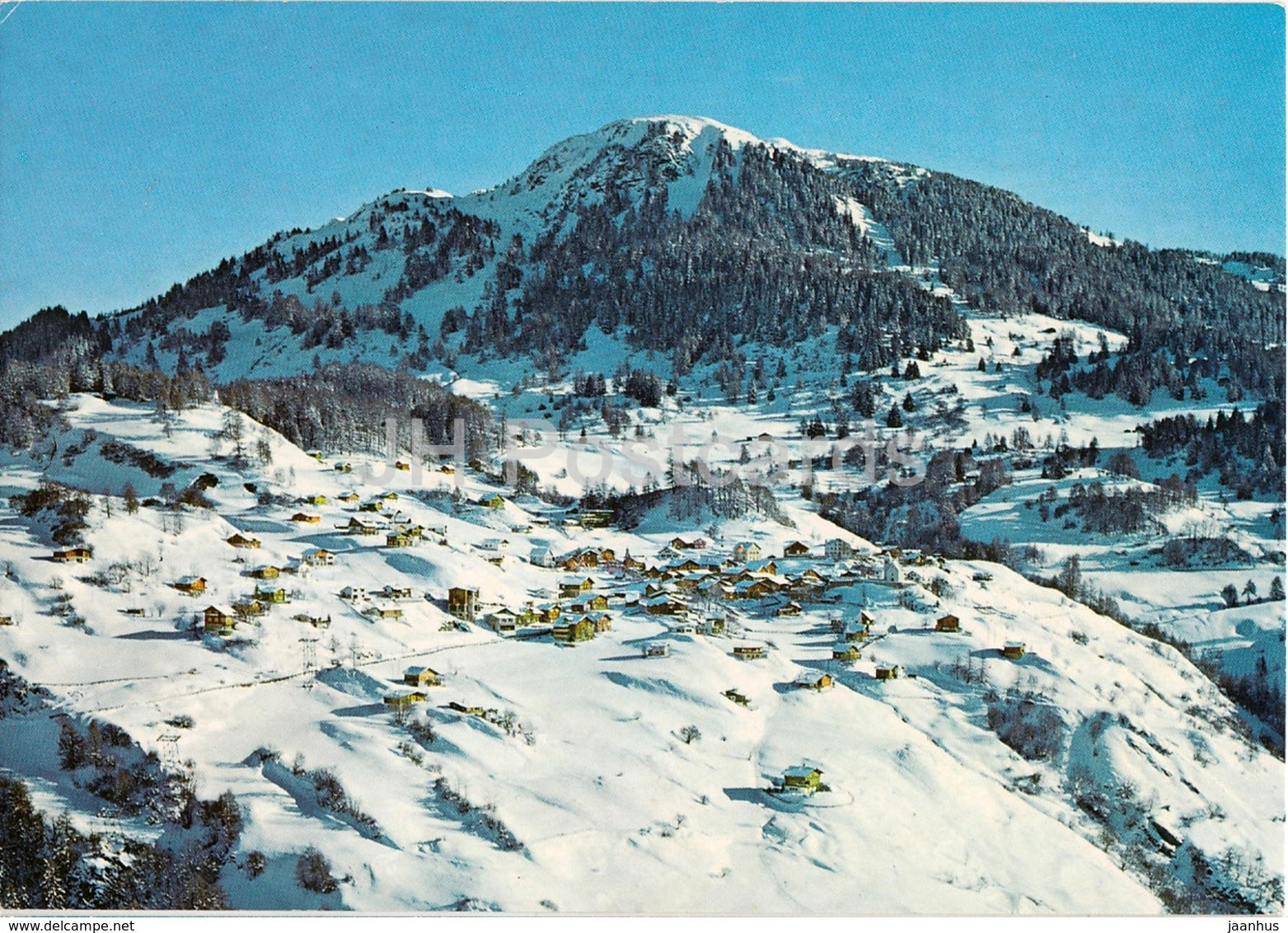 Feldis - Veulden gegen Skigebiet von Motta - 7424 - 1986 - Switzerland - used - JH Postcards