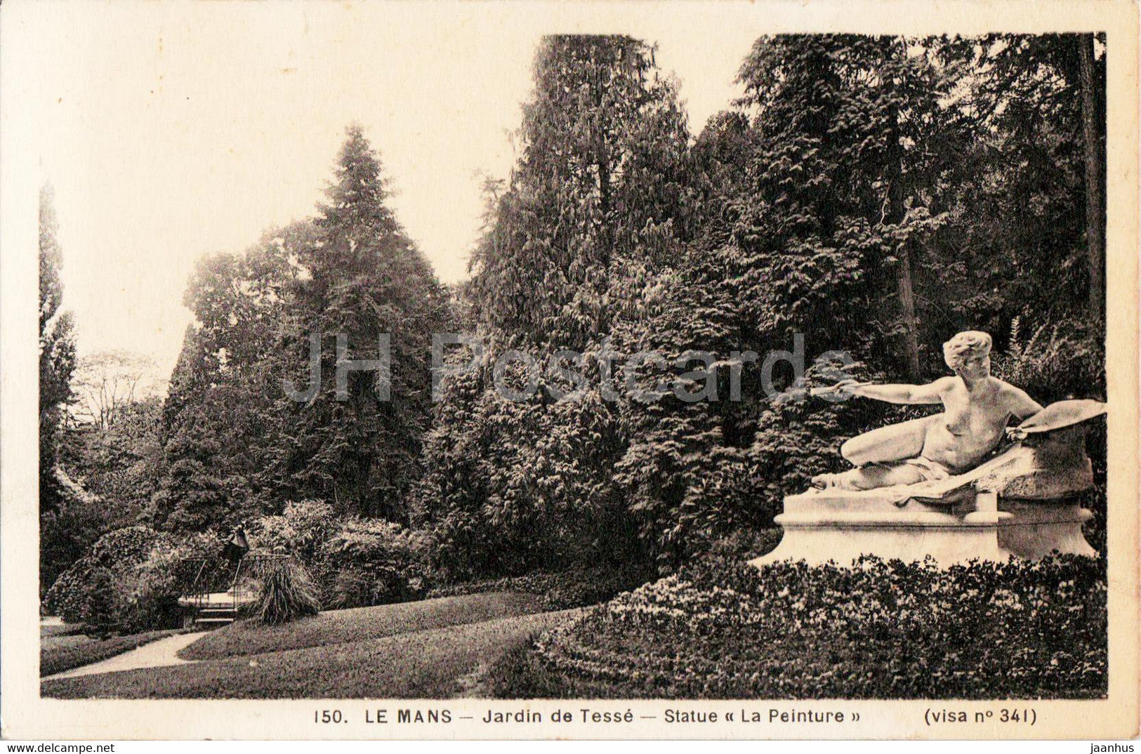 Le Mans - Jardin de Tesse - Statue La Peinture - 150 - old postcard - France - unused - JH Postcards