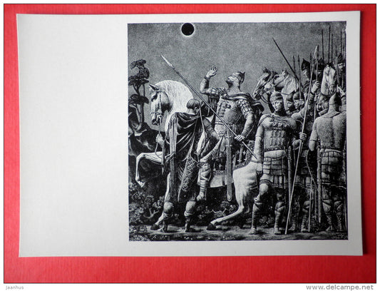 illustration by S. Kobuladze - horses - The Tale of Igor's Campaign - Russian Epic poem - 1961 - Russia USSR - unused - JH Postcards