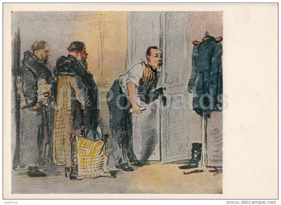 painting by P. Shmelkov - Morning in front of private bailiff - Russian art - 1956 - Russia USSR - unused - JH Postcards