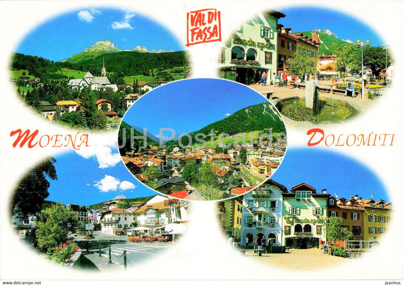Moena - Dolomiti - Val di Fassa - panorama e particolari del centro - Italy - used - JH Postcards