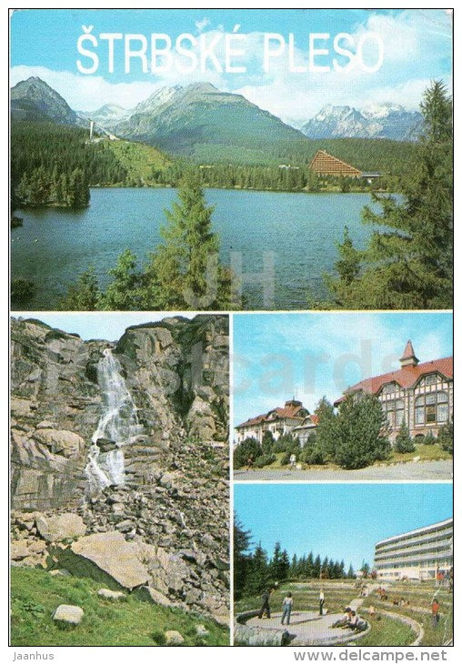 Strbske Pleso - hotel Patria - waterfall - Vysoke Tatry - High Tatras - Czechoslovakia - Slovakia - used 1987 - JH Postcards