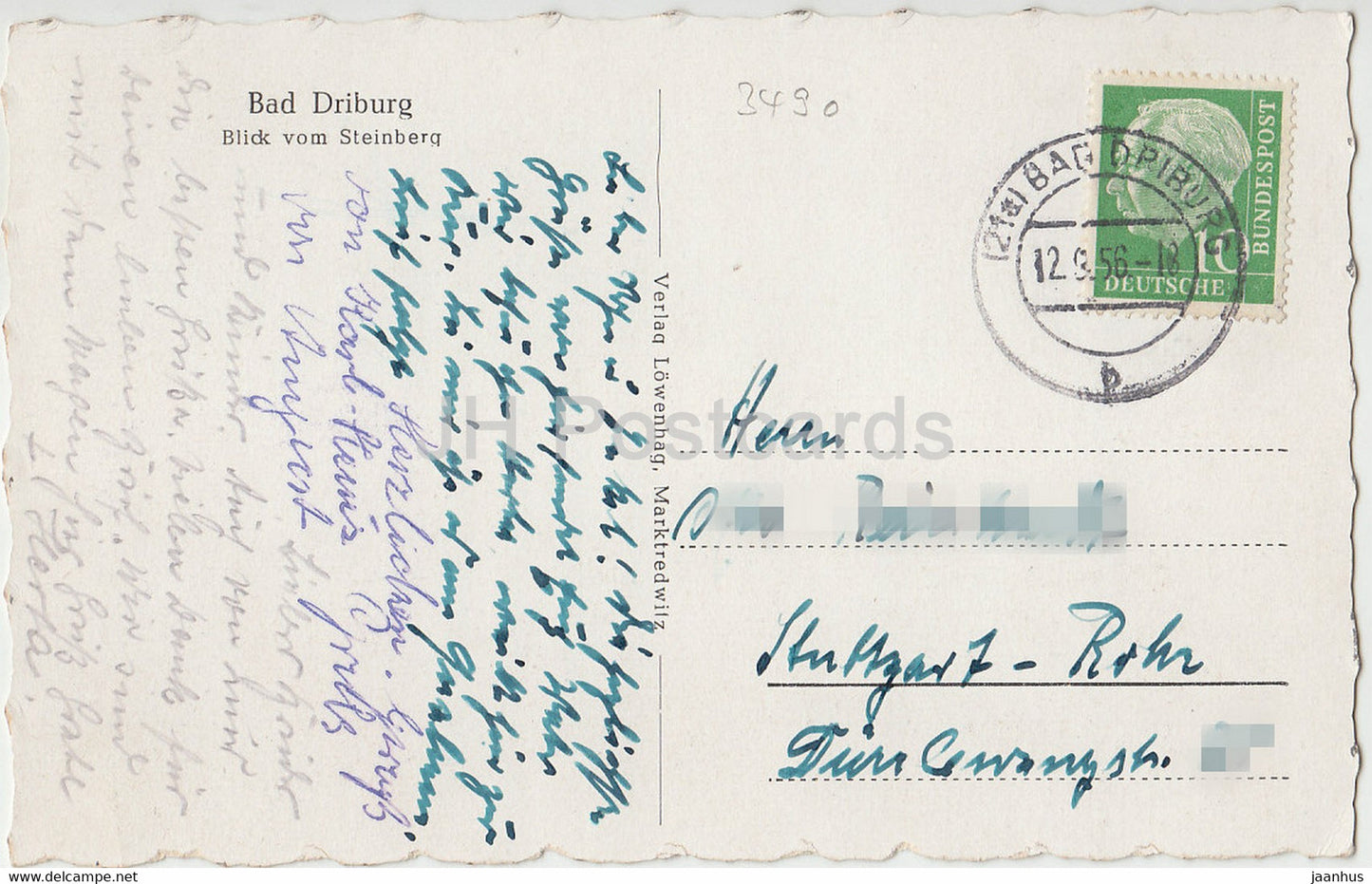 Bad Driburg - Blick vom Steinberg - alte Postkarte - 1956 - Deutschland - gebraucht