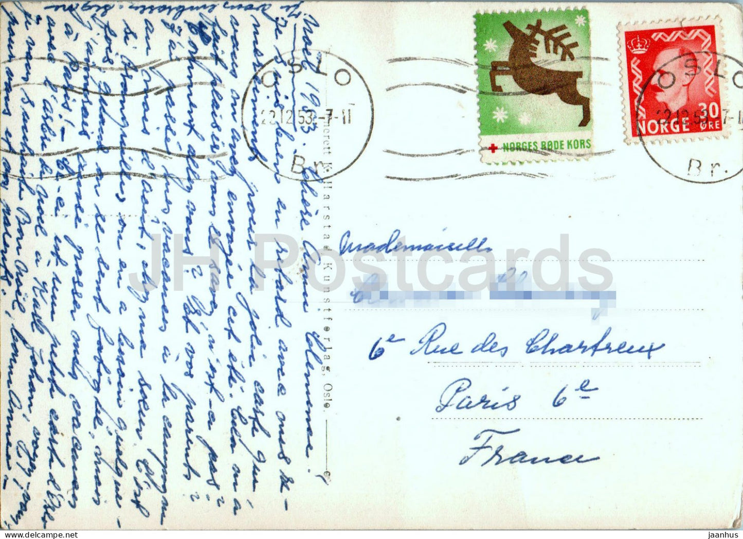 Hilsen fra Oslo - salutation d'Oslo - multiview - carte postale ancienne - 1953 - Norvège - utilisé 