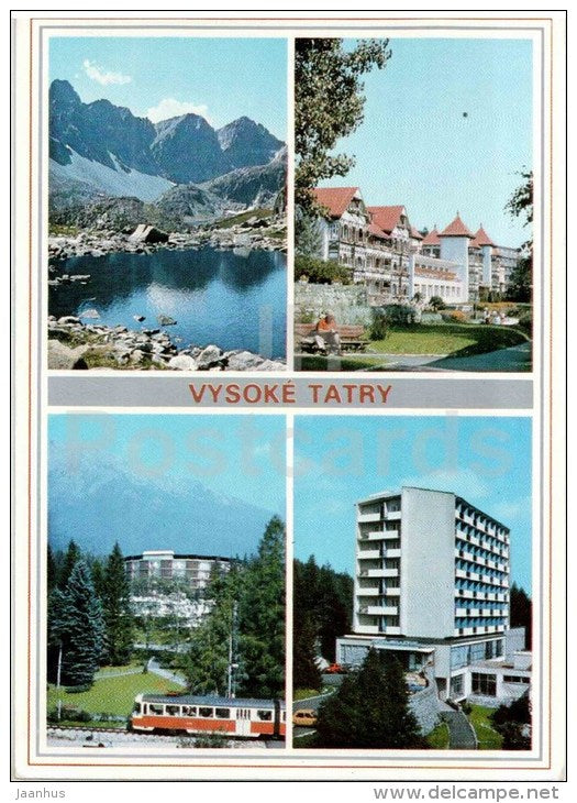 great Studena valley - hotel Park - tram - Vysoke Tatry - High Tatras - Czechoslovakia - Slovakia - unused - JH Postcards