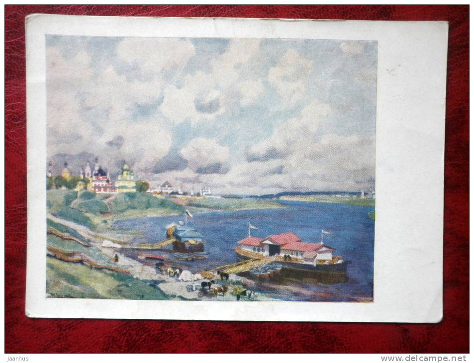 Painting by K. F. Yuon - Uglich , 1911 - dock - russian art - unused - JH Postcards