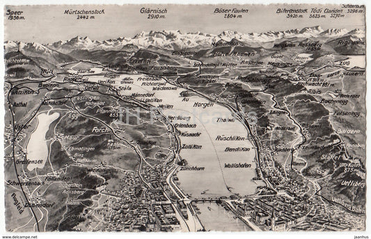 Zurichhorn - Wallishofen - Zollikon - Bendlikon -Ruschlikon - 5488 - Switzerland - old postcard - 1950 - used - JH Postcards