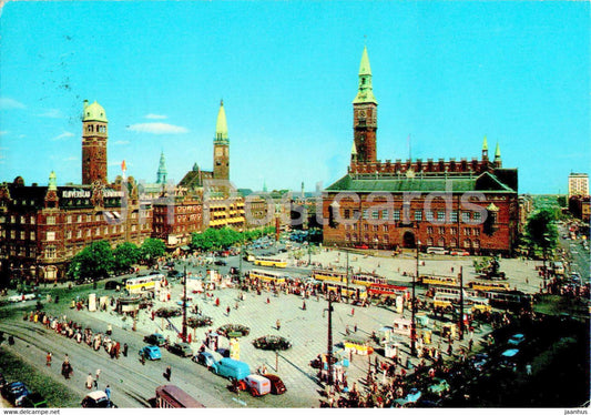 Copenhagen - Kopenhagen - Radhuspladsen - Town Hall Square - 688 - 1963 - Denmark - used - JH Postcards