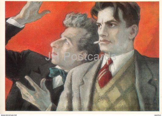 painting by N. Sokolov - Vsevolod Meyerhold - Mayakovsky - Russian art - large format card - 1977 - Russia USSR - unused - JH Postcards