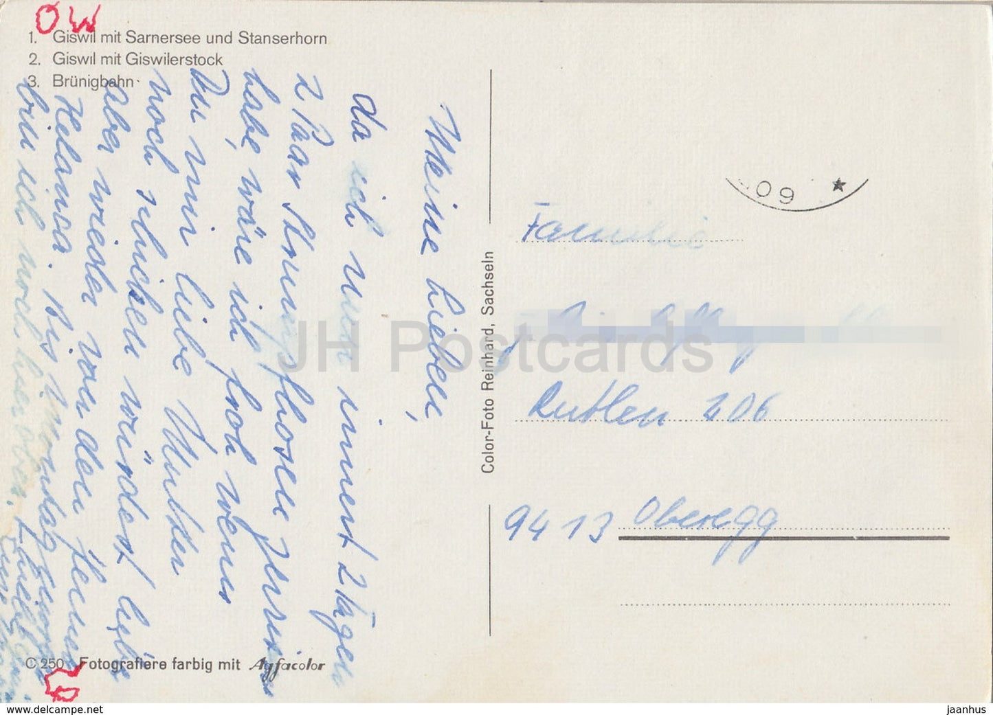Giswil mit Sarnersee und Stanserhorn - Giswil mit Giswilerstock - Brunigbahn - train - Switzerland - used