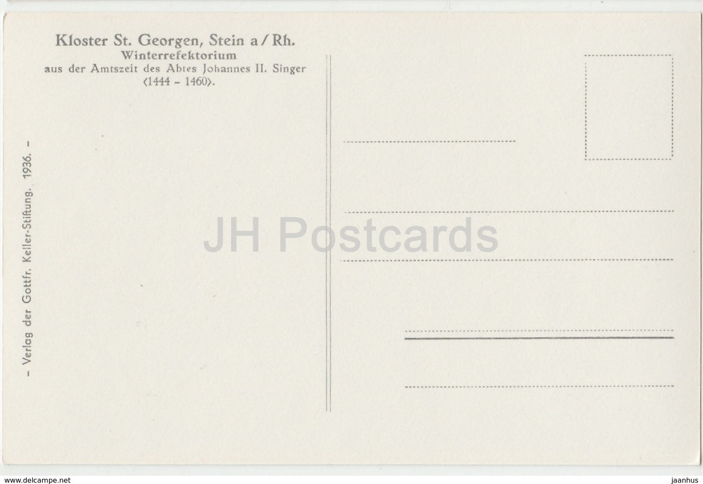 Kloster St. Georgen - Stein a Rh. - Winterrefektorium - cloître - abbaye - Suisse - carte postale ancienne - inutilisée