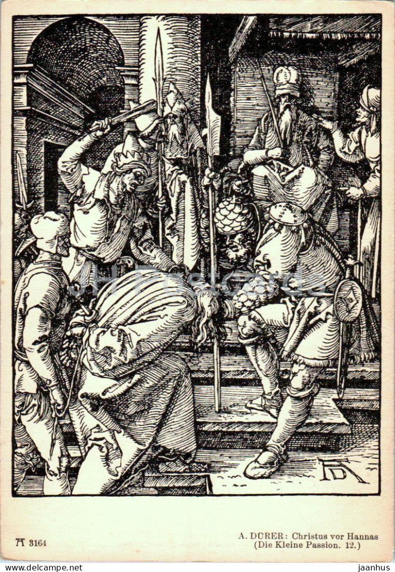 Engraving by Albrecht DÃ¼rer - Christus vor Hannas - 3164 - German art - old postcard - Germany - unused - JH Postcards