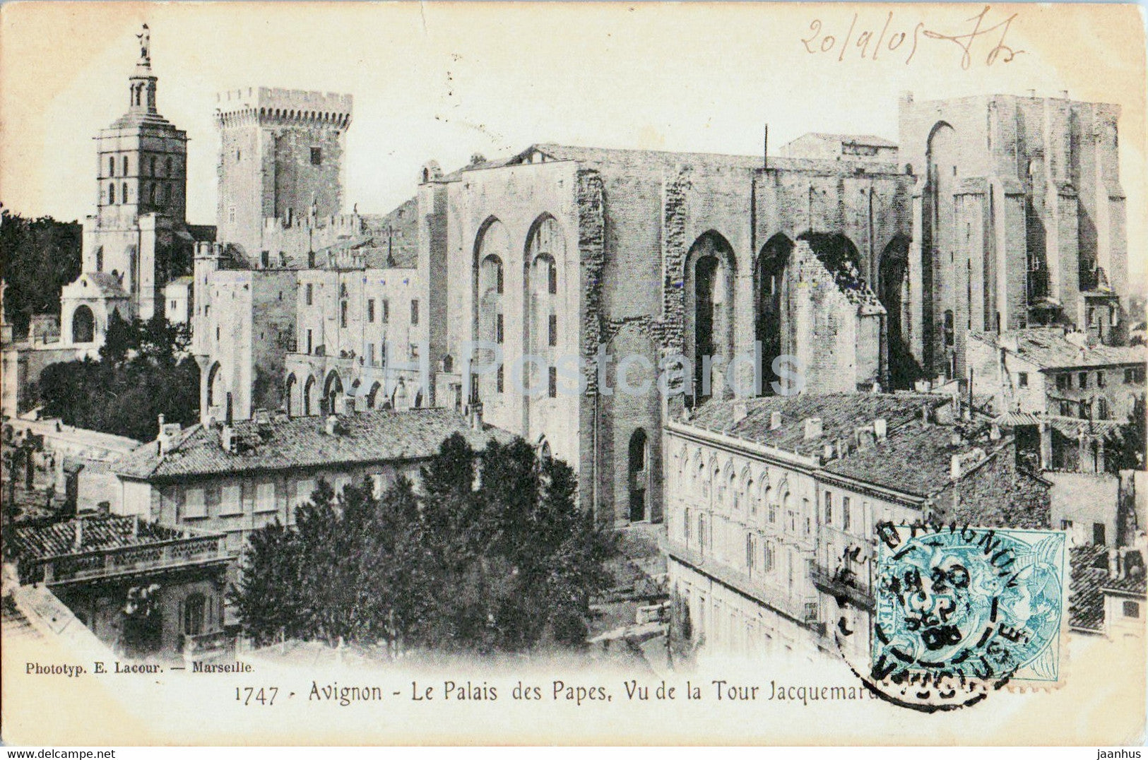 Avignon - Le Palais des Papes - Vu de La Tour Jacquemard - 1747 - old postcard - 1905 - France - used - JH Postcards