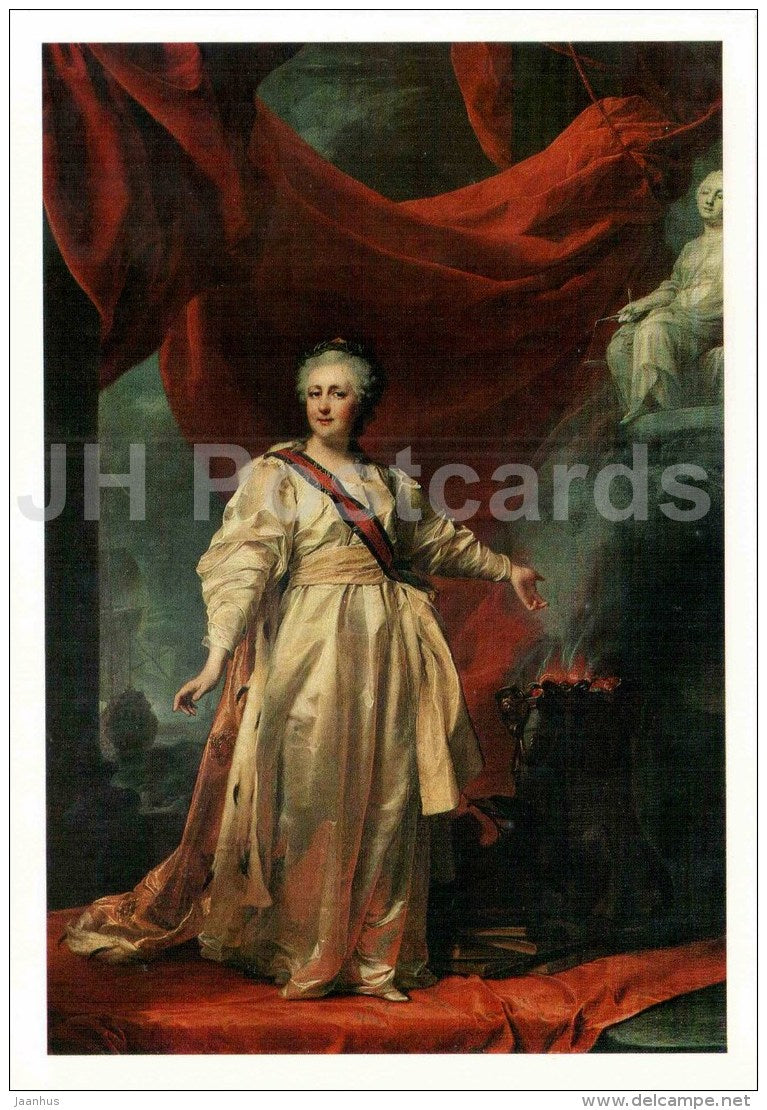 painting by Dmitry Levitsky - Catherine the Great - Russian art - large format card - 1990 - Russia USSR - unused - JH Postcards
