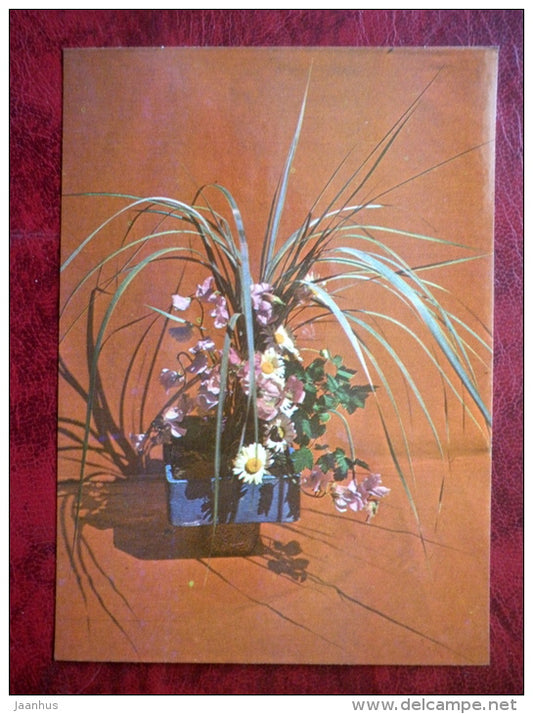 floral composition Curiosity - flowers - plants - 1983 - Estonia - USSR - unused - JH Postcards