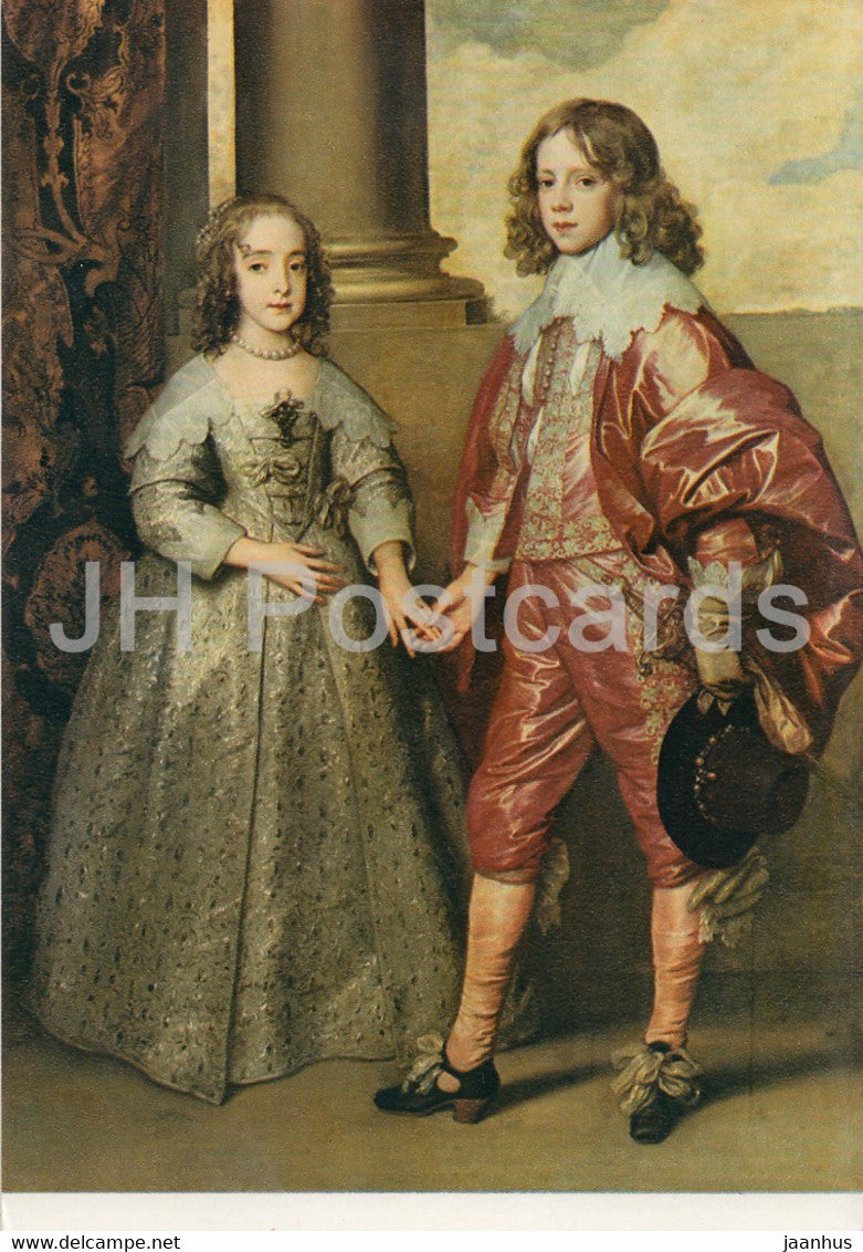 painting by Anthony van Dyck - Prince William II and Mary Stuart - Flemish art - Netherlands - unused - JH Postcards